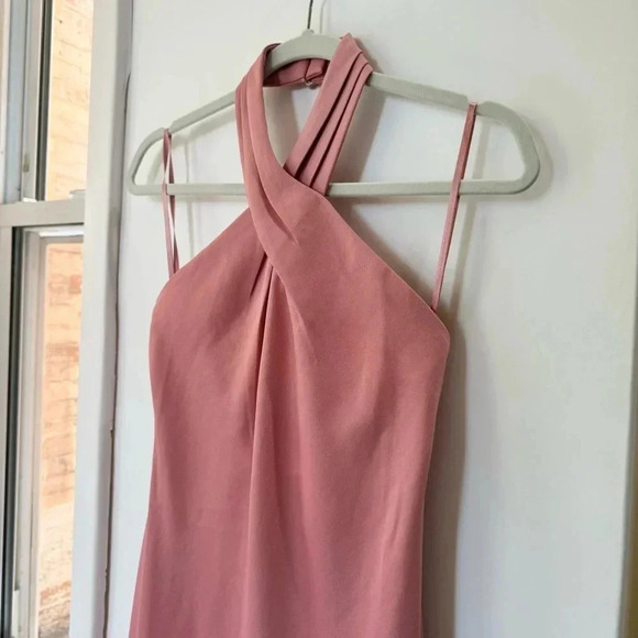 NWT Anthropologie BHLDN Ruby Twist Halter Satin Gown Maxi Dress Wedding Pink 0 - Picture 11 of 15